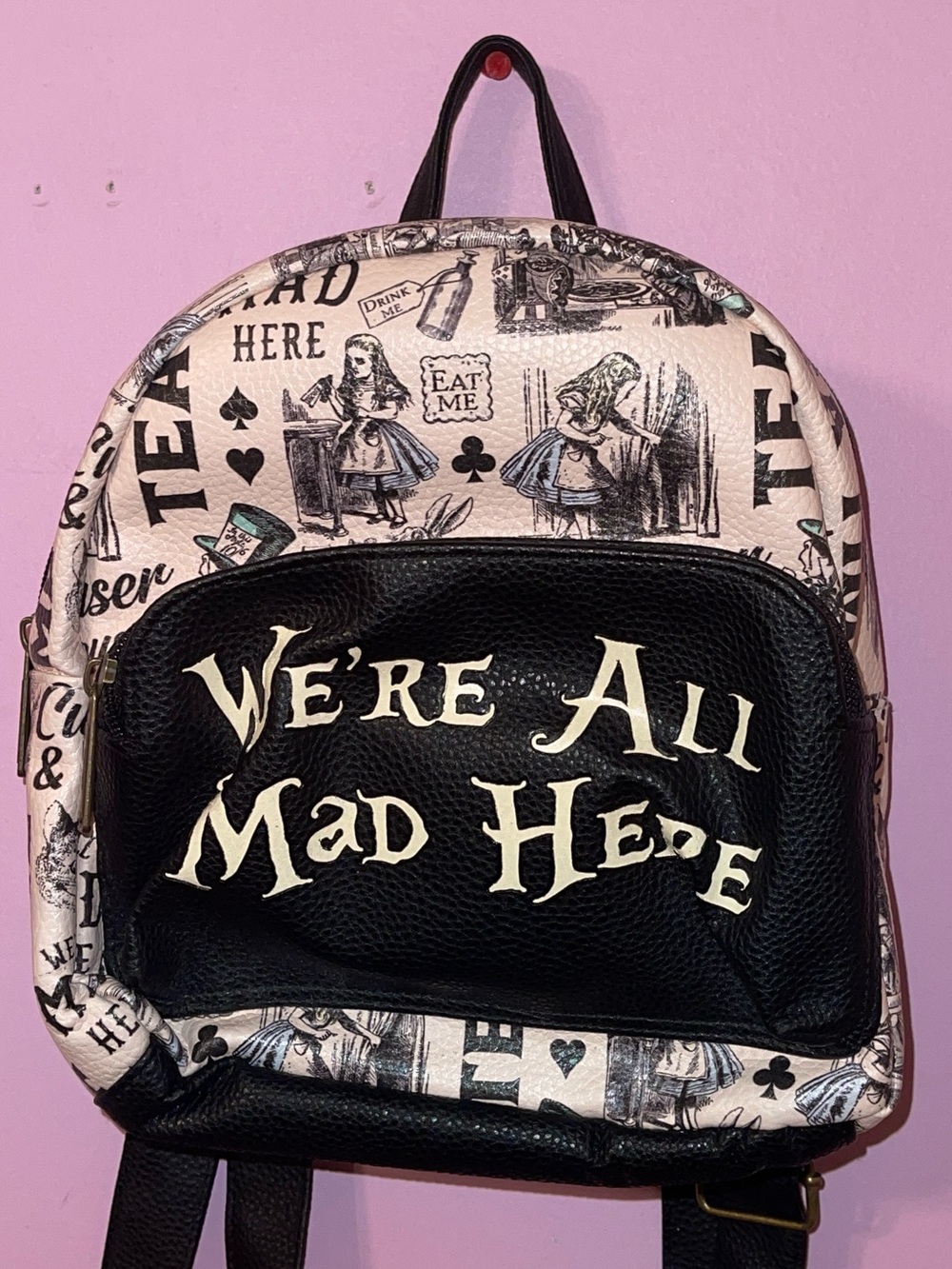 Alice in wonderland Lewis carroll backpack Victorian goth Cheshire rabbit gothic